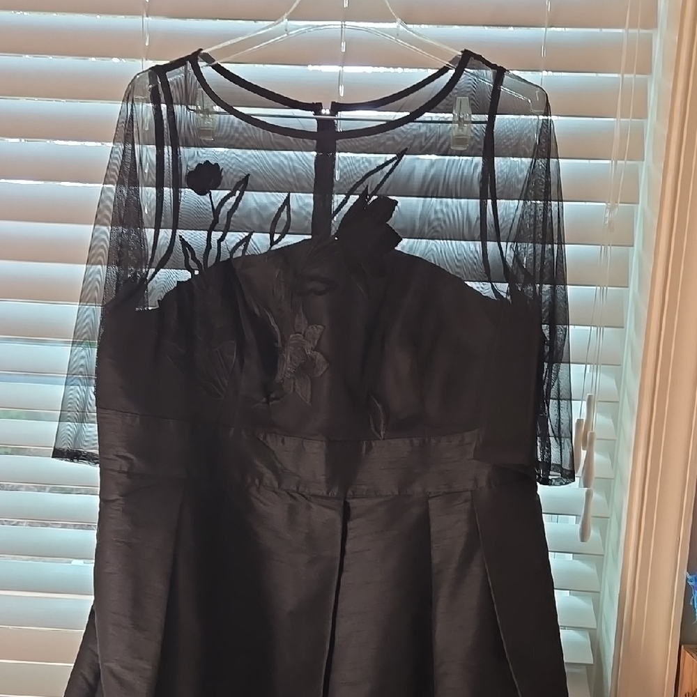 eShakti Black Dress with Sheer Detail